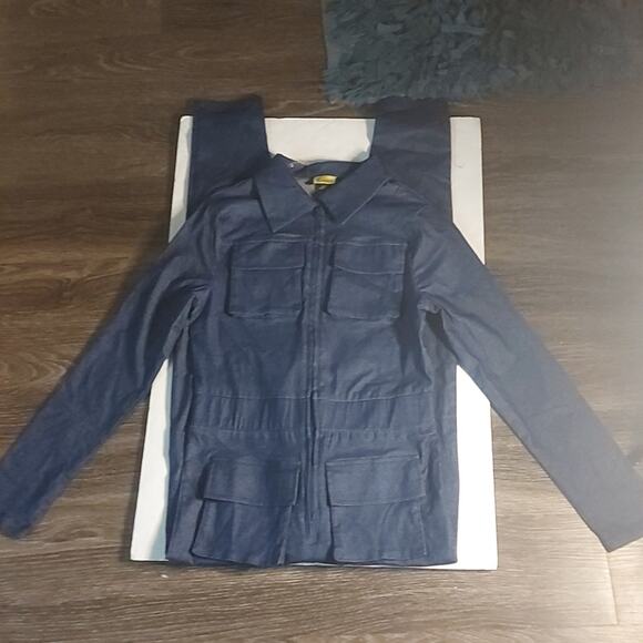 Love Highlight Blue Zip Denim 4 PocketJumpsuit L Utility Streetwear Casual Skate - Picture 1 of 9